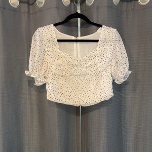 Womens black and white polka dot bustier style crop top